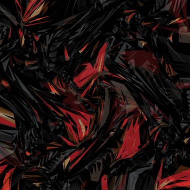 Soyut geometrik grunge deseni, el boyalı dalgalı fırça darbeleri. Sanatsal arka plan. Kırmızı tonlu siyah arkaplan. kart, kumaş, tekstil, kapak, kağıt, yüzey, arkaplan, mermer, dijital baskı