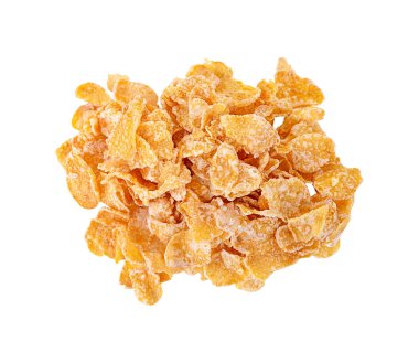 Cornflakes isolated on white background. Top view