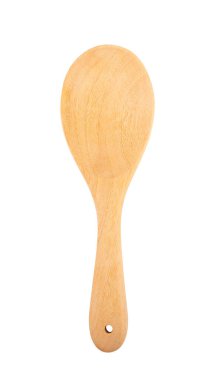 Wooden spoon isolated on white background. Top viiew