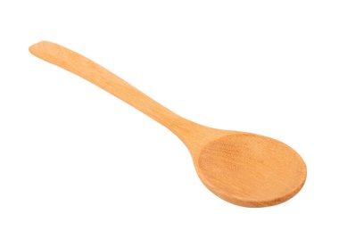 Tahta kaşık beyaz arkaplanda izole edildi.