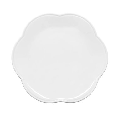 Beyaz zemin üzerinde boş beyaz plaka izole. Üst görünüm