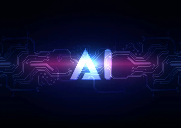 Inteligência Artificial Conceito Vetor Aprendizagem Máquina Rede Neural Desenho Vetor — Vetor de Stock