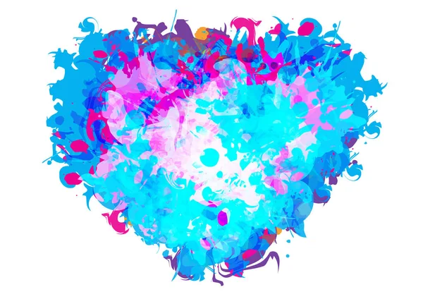 Abstract Vector Splatter Color Heart Design Background Splash Color Illustration — Stock Vector