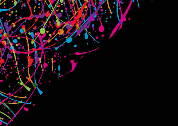 Abstract vector splattercolor fantasy on black color background design. illustration vector design.