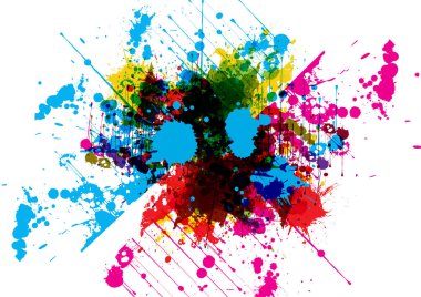 Soyut Vektör Sıçrama Rengi Arkaplan Tasarımı. Renk ve Dinamik Efektlerin Sıçraması, Yaratıcı Projeler için Çizim Vektörü Tasarımı