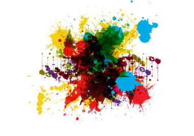 Soyut Vektör Sıçrama Rengi Arkaplan Tasarımı. Renk ve Dinamik Efektlerin Sıçraması, Yaratıcı Projeler için Çizim Vektörü Tasarımı