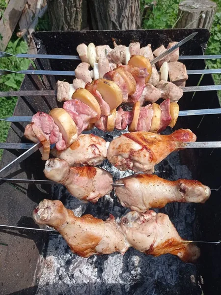 Chicken Skewers Grilled Grill — Stock Photo, Image