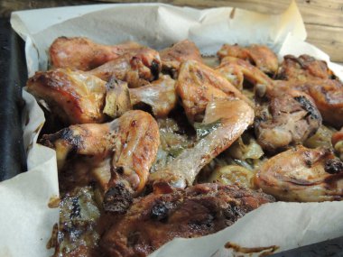 bir tabak kızarmış tavuk kanatları.