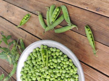 Tabakta taze bezelyeler 