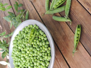 Tabakta taze bezelyeler 