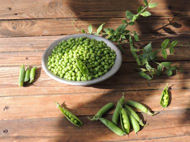 Tabakta taze bezelyeler 