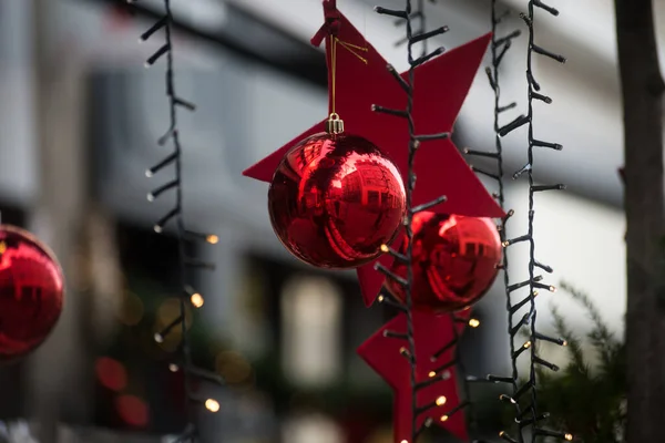 Close Van Kerstdecoratie Straat — Stockfoto