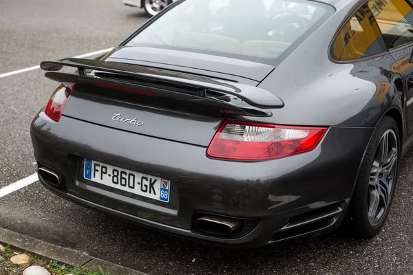 Мюлуз Франция Ноября 2022 Года Вид Сзади Серого Porsche 911 — стоковое фото