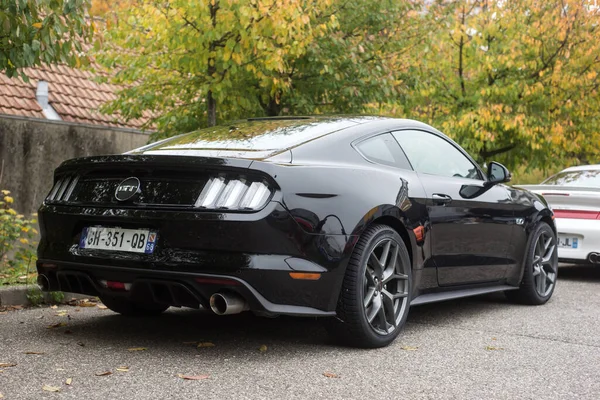 Mulhouse France November 2022 Rear View Black Ford Mustang 500 — Stock Photo, Image