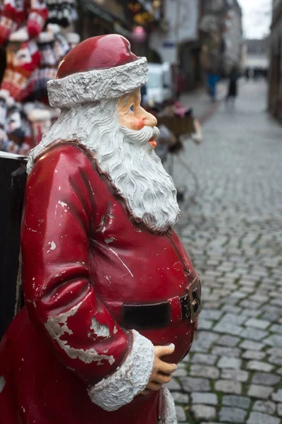 Closeup Decorative Santa Claus Street — Stock Photo, Image