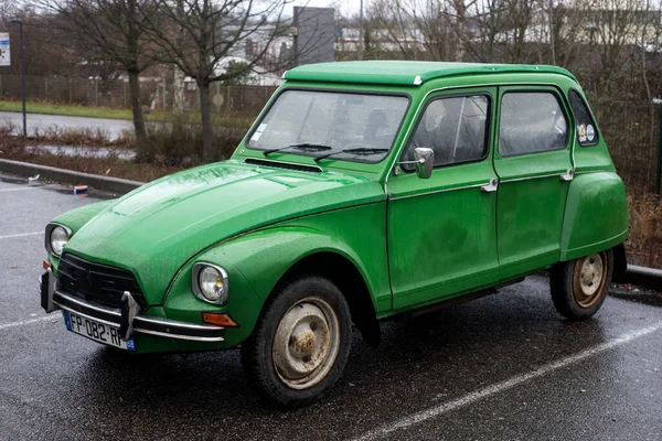 Mulhouse France Mars 2023 Vue Face Vert Vintage Citroën Diane — Photo