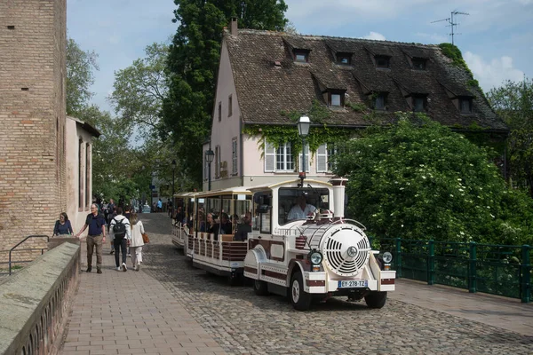 Strasbourg France May 2023 View Vintage Touristic Train Street — Stock Photo, Image