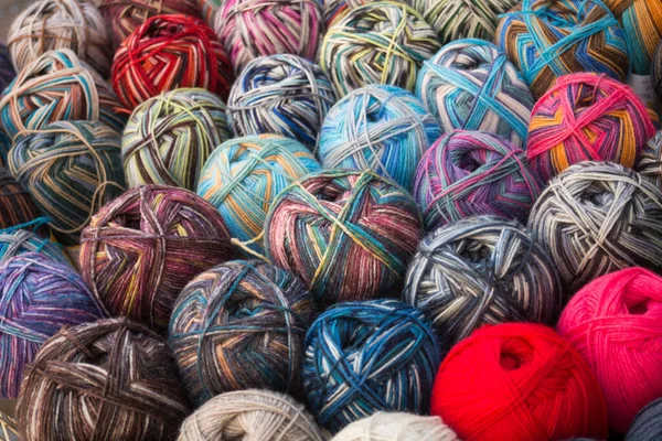 Closeup Colorful Woolen Balls Market — Stock Photo, Image