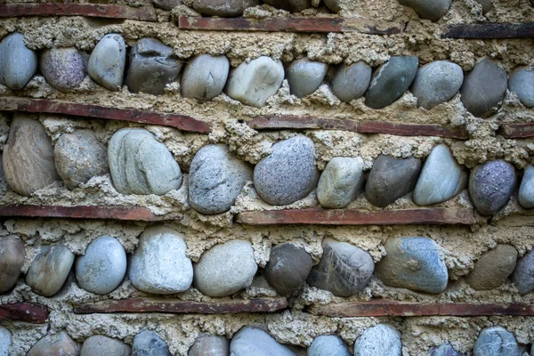 Duvar Dokusunda Tuğla Çakıl Taşlarına Yakın Çekim — Stok fotoğraf
