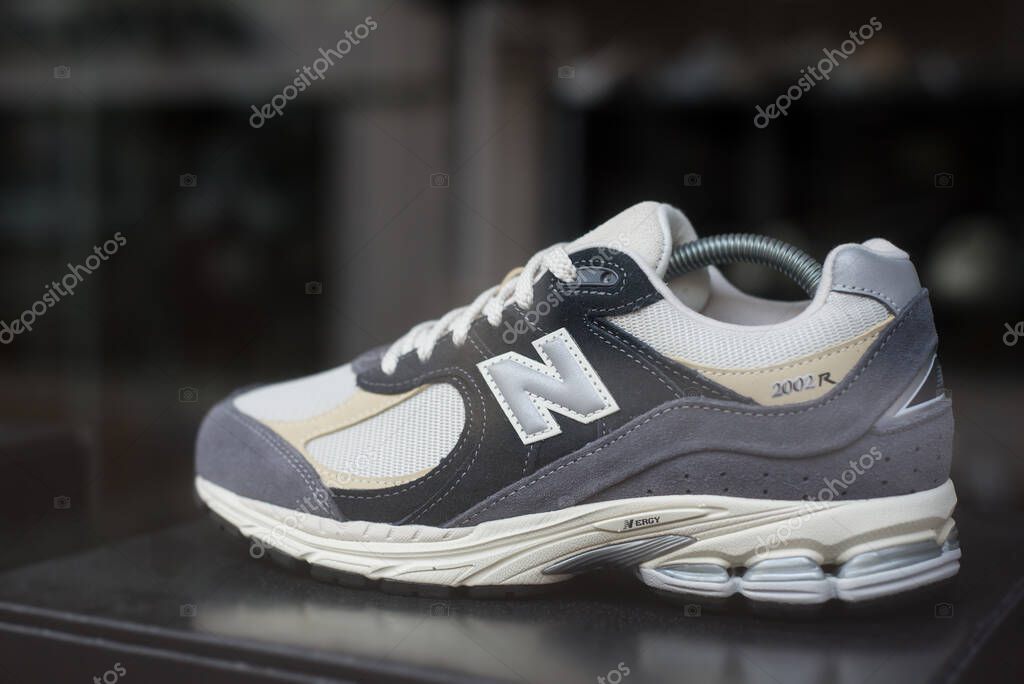 Mulhouse - France - 6 August 2023 - Closeup of New balance sneakers in a fashion store showroom