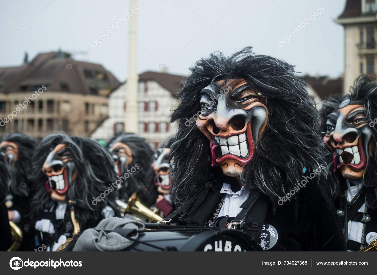 Basel Switzerland February 2024 Portrait Masked People Wearing
