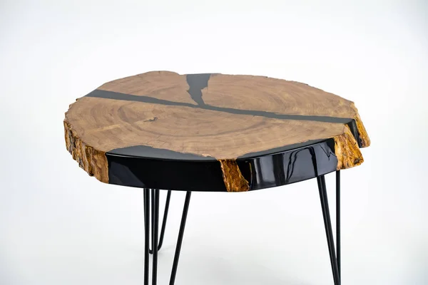 Coffee Table Living Room Table Resin Handmade Wood Table White — Stock Photo, Image