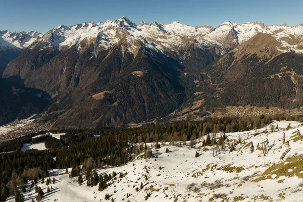 Αεροφωτογραφία Drone Της Madonna Campiglio Και Ursus Snowpark Στο Val — Φωτογραφία Αρχείου