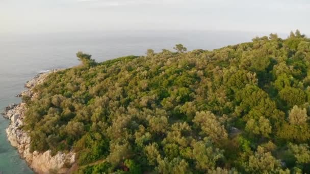 Вид Воздуха Порт Гларокавос Пляж Лагуны Кассандра Пенисула Халкидики Греция — стоковое видео