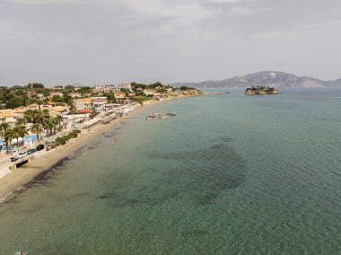 Zakynthos, Yunanistan 'daki Cameo Düğün Adası. Tahta köprüsü olan Yunan adası. Yunanistan 'daki Cameo Adası.