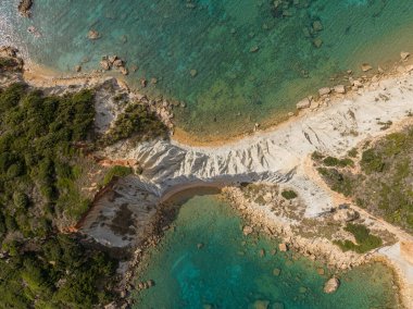 Jason 'ın Yunanistan' daki Zakinthos adasındaki ısırığının hava aracı görüntüsü. Gerakas Sahili. Zakynthos, Yunanistan 'daki Cape Gerakas' ta. Zante, Zakynthos 'taki Vasilikos Gerakas plajı.