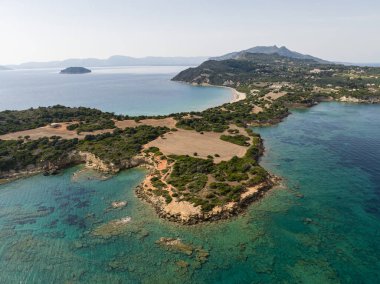 Jason 'ın Yunanistan' daki Zakinthos adasındaki ısırığının hava aracı görüntüsü. Gerakas Sahili. Zakynthos, Yunanistan 'daki Cape Gerakas' ta. Zante, Zakynthos 'taki Vasilikos Gerakas plajı.