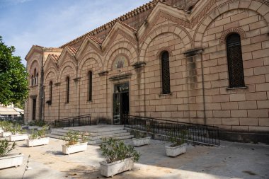 Zakynthos kasabasındaki kilise, Yunanistan. Zakynthos şehri. Kilise, Zante 'deki kale, Zakynthos. Yunan Kilisesi.