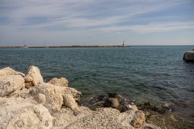 Yunanistan 'ın Bochali bakış açısından görülen Zakynthos limanı. Zakynthos rıhtım şehri.