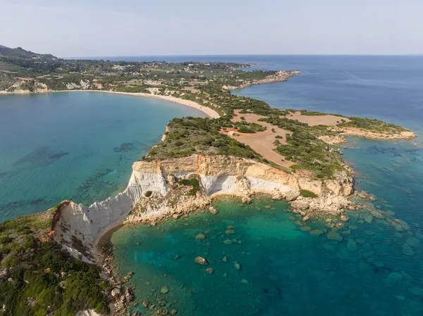 Jason 'ın Yunanistan' daki Zakinthos adasındaki ısırığının hava aracı görüntüsü. Gerakas Sahili. Zakynthos, Yunanistan 'daki Cape Gerakas' ta. Zante, Zakynthos 'taki Vasilikos Gerakas plajı.