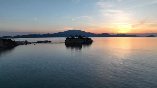Východ Slunce Ostrově Cameo Řecku Cameo Wedding Island Zakynthosu Řecko — Stock video