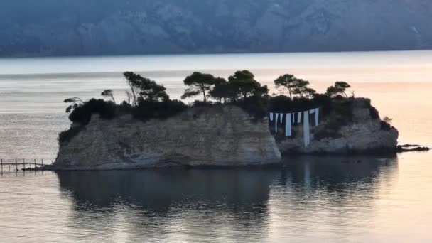 Wschód Słońca Wyspie Cameo Grecji Cameo Wedding Island Zakynthos Grecja — Wideo stockowe
