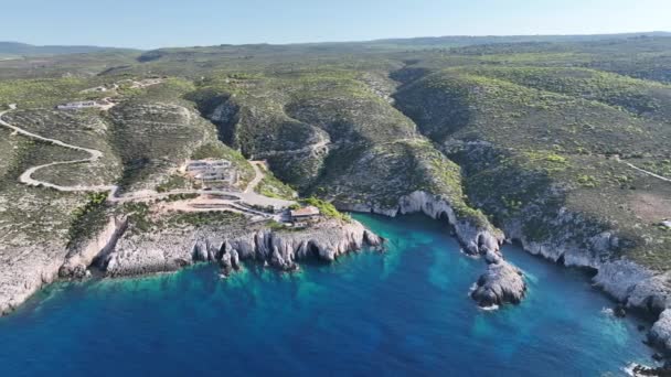 Aerial Drone View Porto Limnionas Plaża Zakynthos Wyspa Grecja Plaża — Wideo stockowe