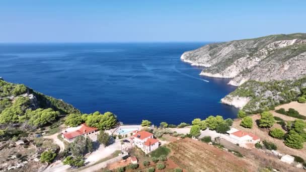 Дронна Точка Зору Скелі Камбі Острові Закінтос Греція Прекрасне Скелясте — стокове відео