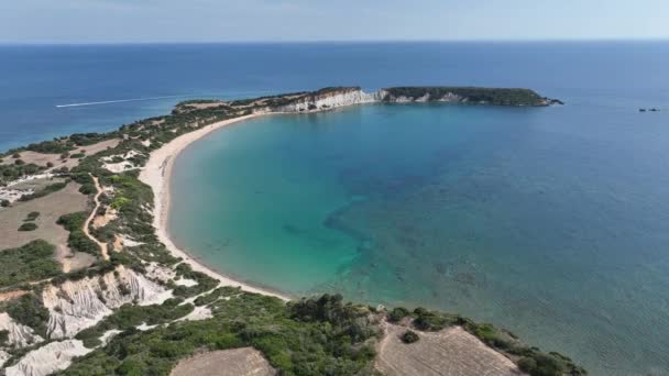 Aerial Drone View Jason Bite Zakinthos Island Greece Gerakas Beach — Stock Video