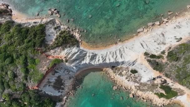 Légi Felvétel Jason Harapásáról Zakinthos Szigetén Görögországban Gerakas Beach Zakynthos — Stock videók
