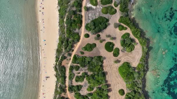 Vista Aérea Del Dron Mordedura Jason Isla Zakinthos Grecia Playa — Vídeo de stock