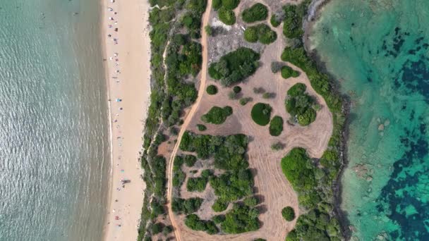 Vista Aérea Drone Mordida Jason Ilha Zakinthos Grécia Praia Gerakas — Vídeo de Stock