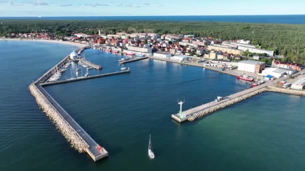 Port Morski Hel Port Hel Peniinsula Polsce Widok Lotu Ptaka — Wideo stockowe