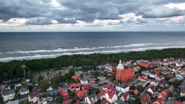 Drohnenaufnahme Der Ostseeküste Auf Der Halbinsel Hel Jastarnia Puck Bay — Stockvideo