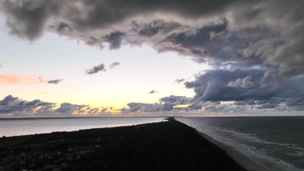 Widok Lotu Ptaka Wybrzeże Morza Bałtyckiego Półwyspie Helskim Jastarnia Zatoka — Wideo stockowe