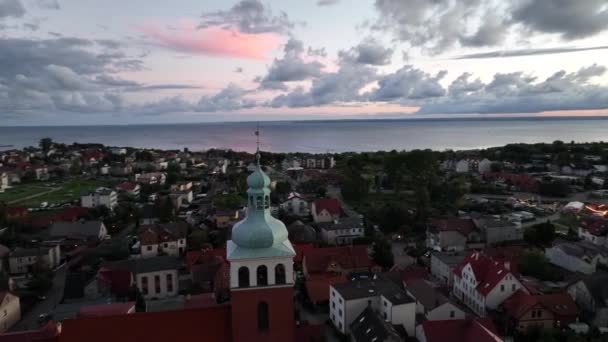 Vista Aérea Drone Costa Mar Báltico Península Hel Jastarnia Puck — Vídeo de Stock