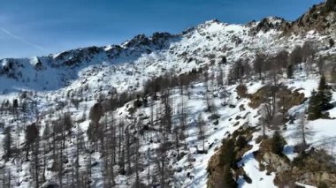 İtalya 'da kış dolomitleri. Madonna di Campiglio köyünde kış ve İtalya 'da bir kayak merkezi. Madonna di Madonna di Campiglio ve ursus kar parkı Val Rendena dolomitler trentino İtalya 'da. 