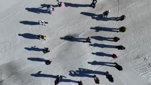 Aerial Drone View Livigno Resort Town Livigno Winter Livigno Landskapes — Stock Video