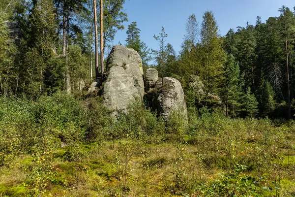 Adrspach Teplice Ulusal Parkı yıkılıyor. Merkez Sudetlerdeki Adrspach Teplice Kayalıkları Tepe Dağları Masa Dağları 'nın bir kısmını oluşturur. Çek Cumhuriyeti, Adrspach 'taki güzel kireçtaşı kumtaşları kayalar. 