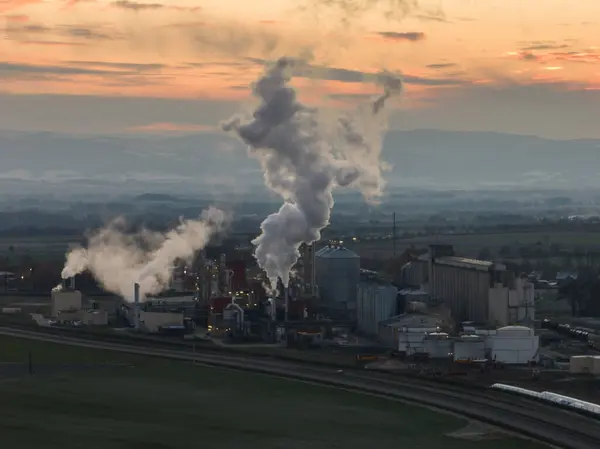 stock image View of methanol and ethanol factory. Polish producer of bioethanol and ethanol produced from corn grain. The production plant is located near Nysa in Poland. Methanol and ethanol plant.